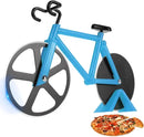 Bicycle Pizza Cutter Stainless Steel Double Wheel with Stand Cyclists Kitchen Pizza Party, for Home Cooking, Blue