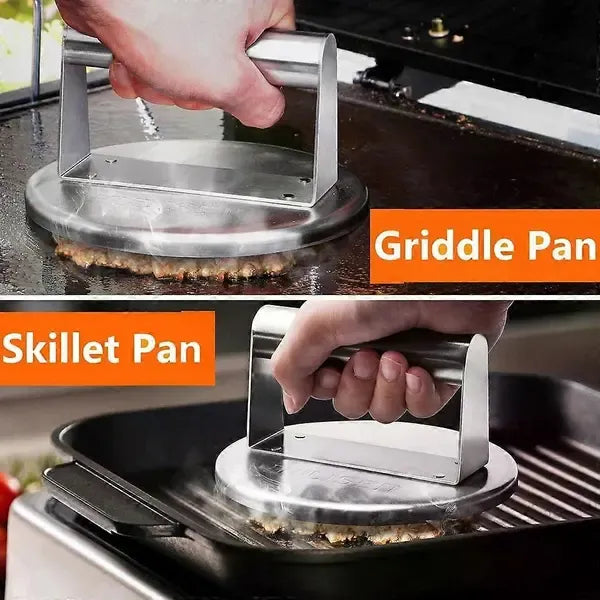 Stainless Steel Burger Smasher Press With Raised Edge for Smash Burgers, Grill and Home Cooking, 15 cm