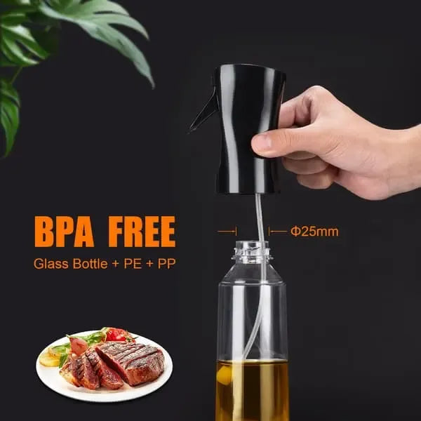200 mL BPA-Free Oil Spray Bottle, Fine Mist Dispenser for Air Fryers, Salads, Roasting, Grilling and Everyday Cooking, Black