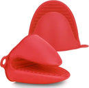 1 Pair Thick Silicone Air Fryer Pot Holders, Heat Resistant Mini Oven Mitts for Grilling, Baking and Cooking, Red