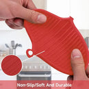 1 Pair Thick Silicone Air Fryer Pot Holders, Heat Resistant Mini Oven Mitts for Grilling, Baking and Cooking, Red