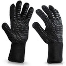 2 Pack Oven Gloves with Super Grip and Long Cuffs for Grilling, Baking, Cooking and Outdoor BBQ, Black, for Safe Hot Cookware Handling