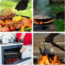 Heat Resistant Aramid BBQ Grill Gloves with Silicone Grip, Cut Resistant Design for Cooking, Baking and Outdoor Grilling, Black