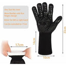 Heat Resistant Aramid BBQ Grill Gloves with Silicone Grip, Cut Resistant Design for Cooking, Baking and Outdoor Grilling, Black
