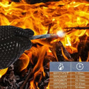 Heat Resistant Aramid BBQ Grill Gloves with Silicone Grip, Cut Resistant Design for Cooking, Baking and Outdoor Grilling, Black