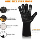 Heat Resistant Aramid BBQ Grill Gloves with Silicone Grip, Cut Resistant Design for Cooking, Baking and Outdoor Grilling, Black