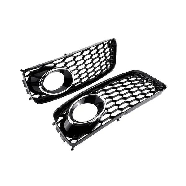 1 Pair Front Bumper Fog Light Grilles, ABS Direct Fit Replacements for Audi A5, S5 B8 and RS5 2008-2012, Silver Plated