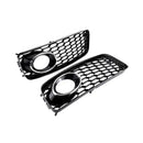 1 Pair Front Bumper Fog Light Grilles, ABS Direct Fit Replacements for Audi A5, S5 B8 and RS5 2008-2012, Silver Plated