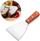 Stainless Steel Griddle Scraper with Wooden Handle for Teppanyaki, BBQ Grills, Cooktops and Kitchen Cleaning, 21 cm