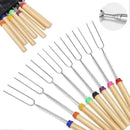 8 Pack Telescopic Marshmallow Roasting Sticks with Stainless Steel Forks, Wooden Handles and Carry Bag for Camping and Fire Pits