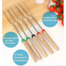 8 Pack Telescopic Marshmallow Roasting Sticks with Stainless Steel Forks, Wooden Handles and Carry Bag for Camping and Fire Pits