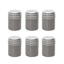 6 Pack Metal Spice Shaker Jars with Dustproof Lids for Pepper, Sugar and Seasonings, Kitchen and Outdoor Grill Use, Silver, 5 x 5 x 7 cm