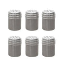 6 Pack Metal Spice Shaker Jars with Dustproof Lids for Pepper, Sugar and Seasonings, Kitchen and Outdoor Grill Use, Silver, 5 x 5 x 7 cm