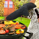 Heat Resistant Leather Oven Mitt with Cotton Lining for Grilling, Fireplaces, BBQ and Kitchen Cooking, Black, for Hot Cookware Handling