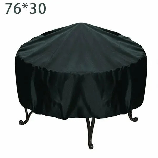 Round Fire Pit Cover, Waterproof UV Resistant Polyester Protection for Outdoor Patio Braziers and Garden Storage, Black, 76 x 30 cm
