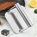 Stainless Steel Burger Press with Flat Base and Handle for Smash Burgers, Grills, Stovetops, Home Kitchens and Restaurants, Silver
