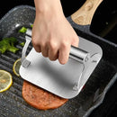 Stainless Steel Burger Press with Flat Base and Handle for Smash Burgers, Grills, Stovetops, Home Kitchens and Restaurants, Silver