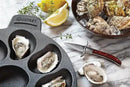 Cast Iron Oyster Grill Pan with 12 Cavities, Non-Stick Baking and Serving Plate for Grilling, Cooking and Seafood, Black