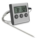 Wireless Digital Meat Thermometer with Probe, LCD Timer and Temperature Display for BBQ Grills, Ovens and Kitchen Cooking, Black