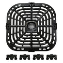 Non-Stick Metal Air Fryer Crisper Plate Replacement with 4 Rubber Pads for Instant Vortex 6 qt Air Fryers, 25 x 24 cm
