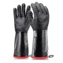 Waterproof Neoprene BBQ Grill Gloves with Long Sleeves and Non-Slip Grip for Baking, Smokers, Ovens and Fryers, Black