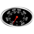 Stainless Steel BBQ Grill Lid Thermometer Replacement with Heat Indicator for Grill and Oven Lids, Black, 8 x 5 cm