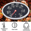 Stainless Steel BBQ Grill Lid Thermometer Replacement with Heat Indicator for Grill and Oven Lids, Black, 8 x 5 cm