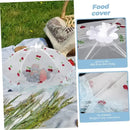 Collapsible Mesh Food Cover Tent with Cherry Pattern for Outdoor BBQ, Picnics, Kitchen Tables, Cakes and Dish Protection, White