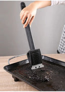 3-in-1 BBQ Grill Cleaning Brush with Scraper, Scrub Pad and Brass Bristles for Grills and Griddles, Black, 38 cm