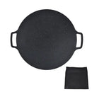 Round Korean BBQ Grill Pan with Non-Stick Iron Surface for Indoor Cooking, Outdoor Camping, Parties and Home Grilling, Black, 36 cm