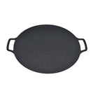 Round Korean BBQ Grill Pan with Non-Stick Iron Surface for Indoor Cooking, Outdoor Camping, Parties and Home Grilling, Black, 36 cm