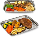 2 Pack Stainless Steel BBQ Grill Baskets, Perforated Grilling Trays for Vegetables and Meat on Charcoal, Gas and Electric Grills
