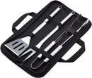 3 Piece Stainless Steel BBQ Grill Tool Set with Spatula, Fork, Tongs and Carrying Bag for Camping and Outdoor Grilling