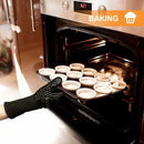 1 Pair Heat Resistant Aramid BBQ Grill Gloves with Non-Slip Grip for Ovens, Kitchens, Camping and Outdoor Cooking, Black