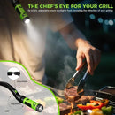 Magnetic LED BBQ Grill Light with Hands-Free Neck Mounted Spotlights for Smoking, Outdoor Cooking and Night Grilling, Black and Green