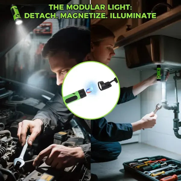 Magnetic LED BBQ Grill Light with Hands-Free Neck Mounted Spotlights for Smoking, Outdoor Cooking and Night Grilling, Black and Green