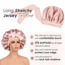 Double-Layer Satin Sleep Bonnet with Adjustable Drawstring and Soft Lining for Curly, Natural and Protective Hairstyles, Black