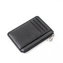 Slim PU Leather Zip Card Wallet with 6 Card Slots, Coin Pocket and Hidden Compartments for Cash and Everyday Carry, Black, 9 x 12 x 0.7 cm