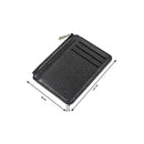Slim PU Leather Zip Card Wallet with 6 Card Slots, Coin Pocket and Hidden Compartments for Cash and Everyday Carry, Black, 9 x 12 x 0.7 cm