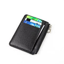 Slim PU Leather Zip Card Wallet with 6 Card Slots, Coin Pocket and Hidden Compartments for Cash and Everyday Carry, Black, 9 x 12 x 0.7 cm