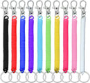 10 Pack Retractable Coil Keychains with Key Rings and Lobster Clasps for Keys, ID Cards and Bags, Assorted Colours, 15-102 cm