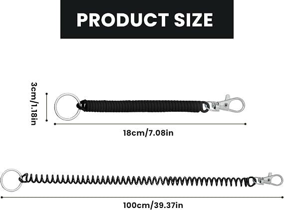 10 Pack Retractable Coil Keychains with Key Rings and Lobster Clasps for Keys, ID Cards and Bags, Assorted Colours, 15-102 cm