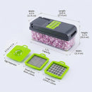 13-in-1 Vegetable Chopper with 8 Interchangeable Stainless Steel Blades and Storage Box for Slicing, Dicing, Grating and Chopping