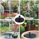 Solar Powered Floating Fountain Pump with 6 Nozzles, 7V 1.7W Panel and 200 L/h Flow for Ponds, Bird Baths and Gardens, 16 cm