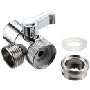 3-Way Kitchen Faucet Diverter Valve with 90 Degree Handle, M22 x M24 Thread Connection for Taps, Showers and Water Outlets, Chrome