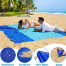 Waterproof Sandproof Beach Mat with 210T Polyester Fabric for Travel, Camping and Picnics, Fits up to 5 Adults, Blue, 200 x 210 cm