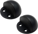 2 Pack Stainless Steel Door Stops with Rubber Buffers, Self-Adhesive or Screw Mount Wall Protectors, Matte Black, 4.8 x 2.5 cm