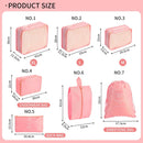 7 Piece Travel Packing Cube Set with Lightweight Waterproof Nylon Organisers for Carry-On Luggage, Holidays and Business Trips, Pink