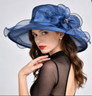 Women's Foldable Organza Wide Brim Sun Hat with Breathable Mesh Design for Beach, Travel and Garden Wear, Beige, 56-58 cm