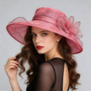 Women's Foldable Organza Wide Brim Sun Hat with Breathable Mesh Design for Beach, Travel and Garden Wear, Beige, 56-58 cm